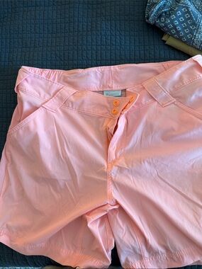 Columbia Women's Peach-Coral Shorts with Front Button Detail